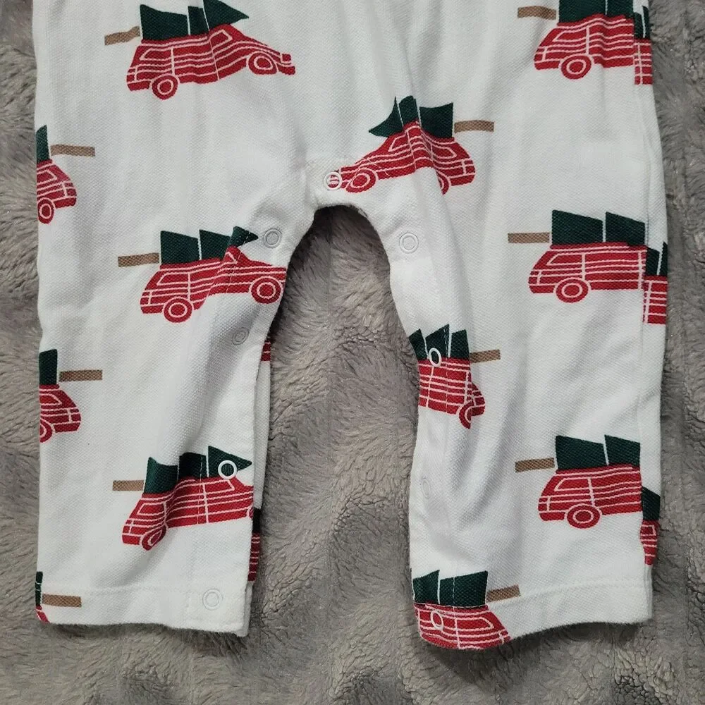 Monica + Andy Baby Boys 12-18 Months Footless Polo Sleeper Christmas Tree Car